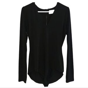 ALICE + OLIVIA Black V Neck Long Sleeve Bodysuit